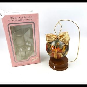 Vintage 1997 Barbie Holiday 4” decoupage ornament